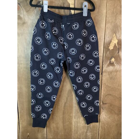 Blush Lotus Black With White Smiley Face French Terry Jogger Size 7Y - Picture 5 of 5